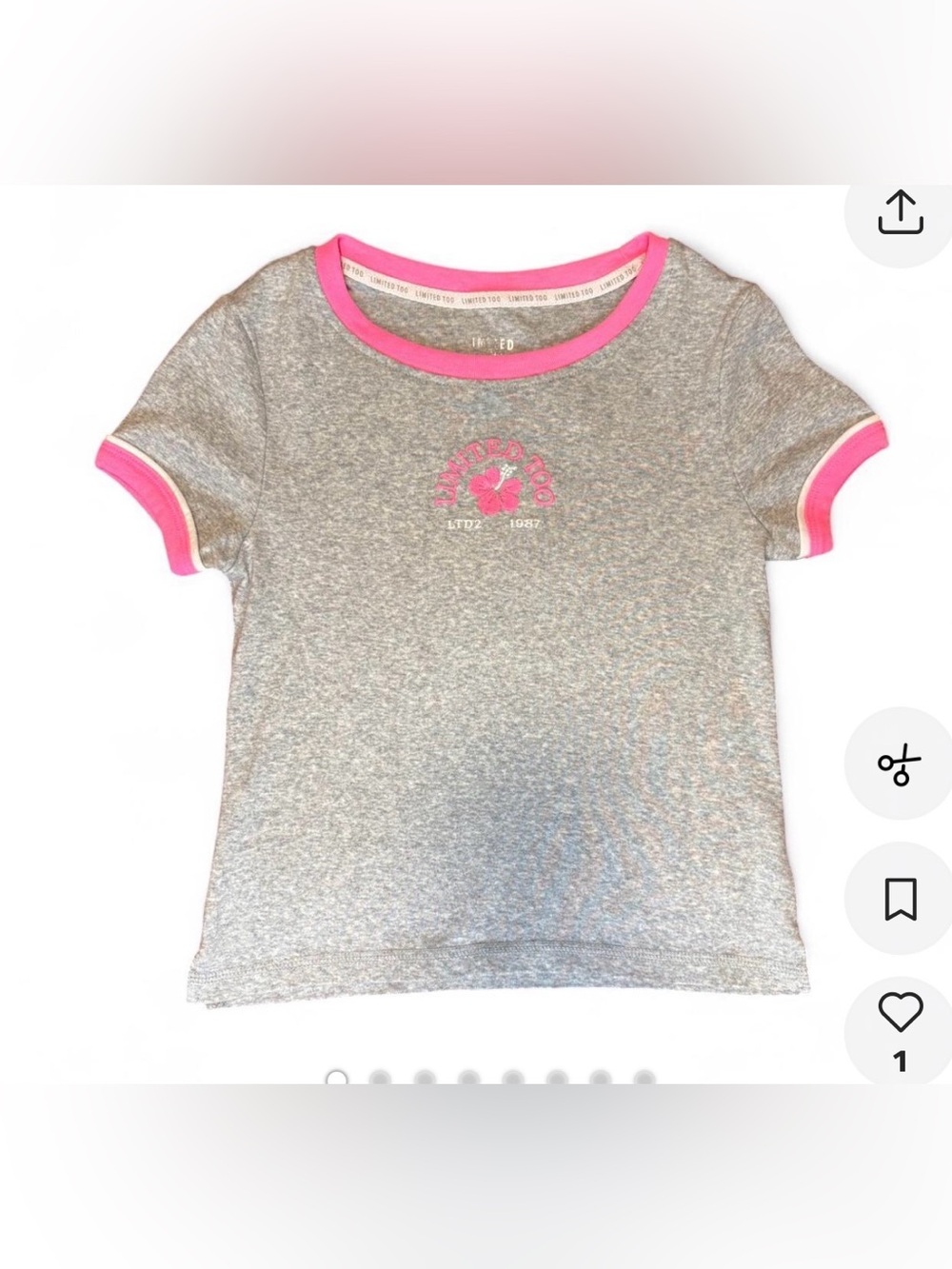 Limited Too baby tee pink & grey with flower graphic